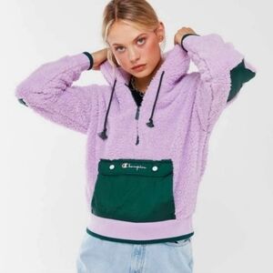 Champion For Urban Outfitters Purple and Green Fleece Hoodie